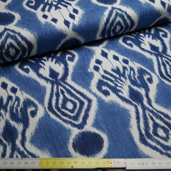 Canvas Dekostoff Batiklook Ornamente blau