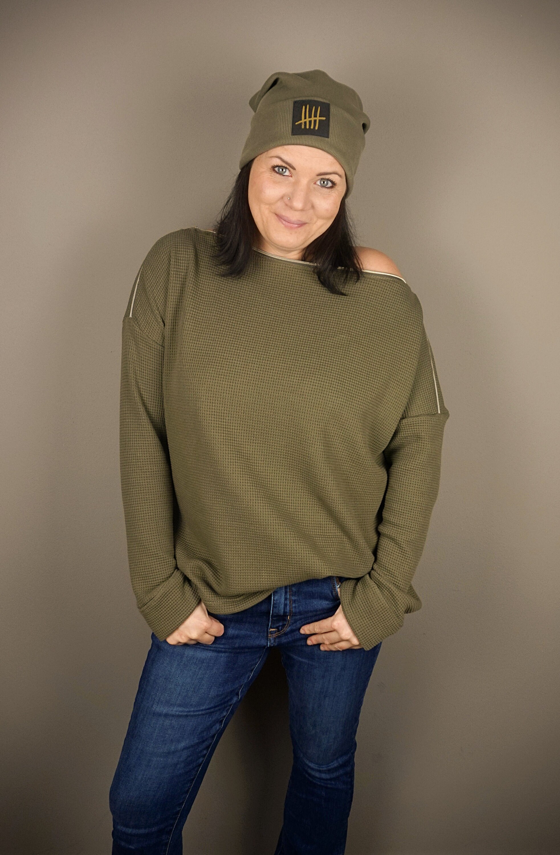 Knitting Waffle Knit Swafing Oslo Olive 768 - Etsy