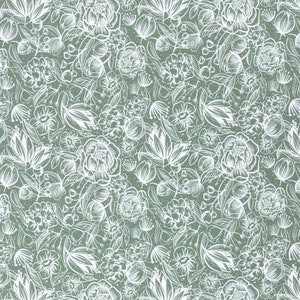 Summersweat French Terry Swafing Modal Mix Flowers by Cherry Picking green