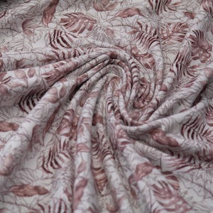 Jersey Organic Cotton Blätter braun auf cremeweiß
