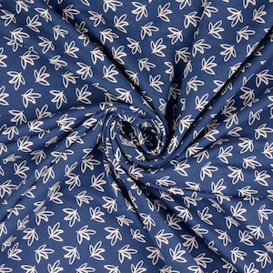 Jersey Baumwolle Blätter blau