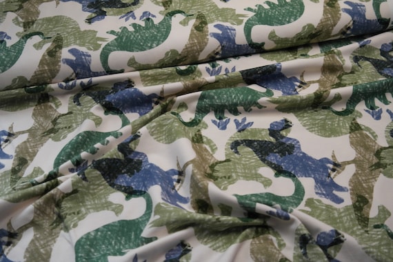 Summer Sweat French Terry Hilco Fancy Dino Dinosaur on light beige