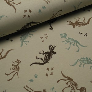 Cotton jersey jersey dinos dinosaur skeletons beige