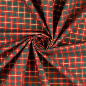Cotton woven fabric Christmas checkered red green gold