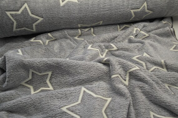 Wellness Fleece Flanell Fleece Glow in the dark Sterne auf beige