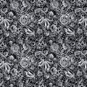 Summersweat French Terry Swafing Modal Mix Flowers by Cherry Picking black