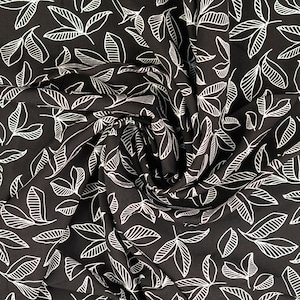 Viscose Woven Flowers on Black