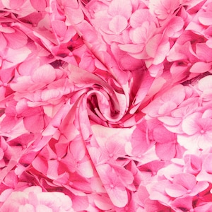 Viscose linen mix voile weave flowers pink