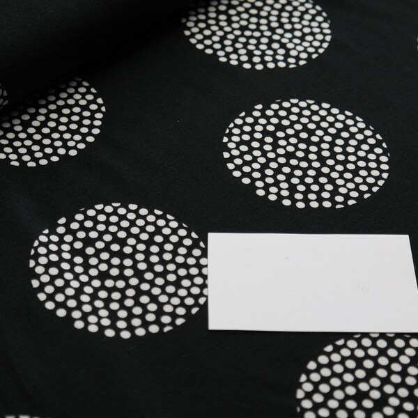 Jersey Viscose Hilco point en noir white dots circles on black