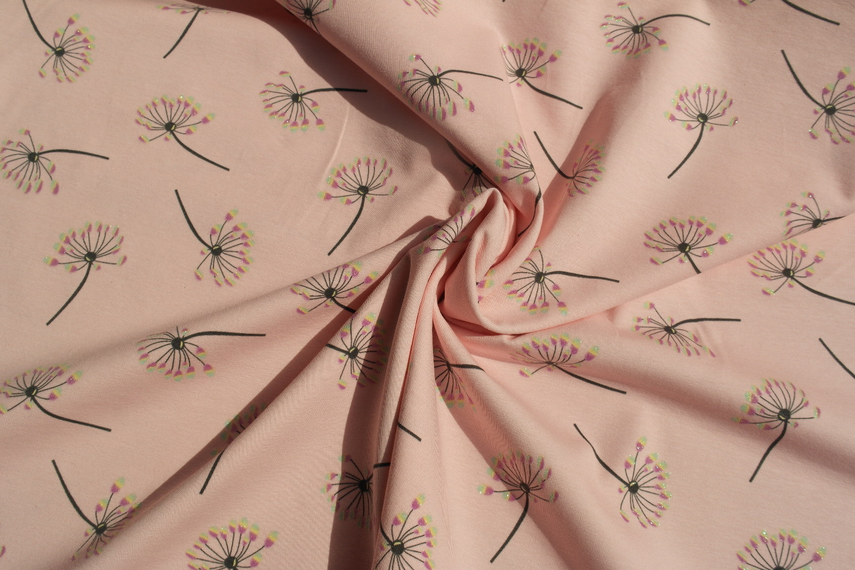 Jersey Sweatstoff Mit Glitzer Buntspecht Strickstoff Glitzer Rosa