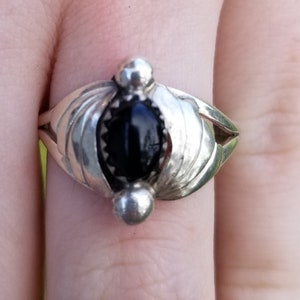 Onyx and Sterling silver ring size 9.25