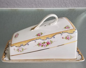 Antique Nippon Butter Dish in White /& Gold Decorated FREE Domestic Shipping!
