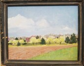 Oil on Canvas Painting town lane East Hampton New York Local Artist Liz McCloskey