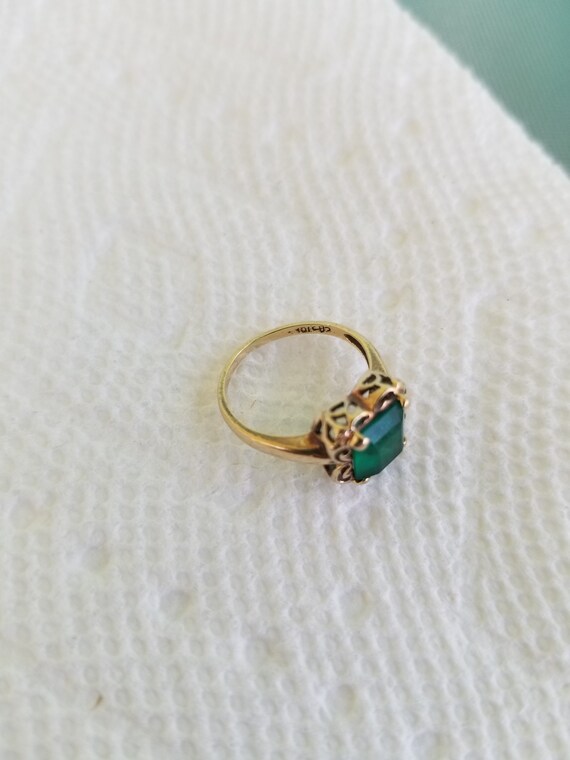 10k Gold Ring Green (May Birthstone) Pinky Ring /… - image 10
