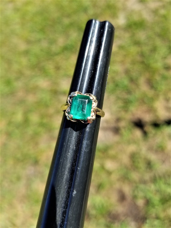 10k Gold Ring Green (May Birthstone) Pinky Ring /… - image 5