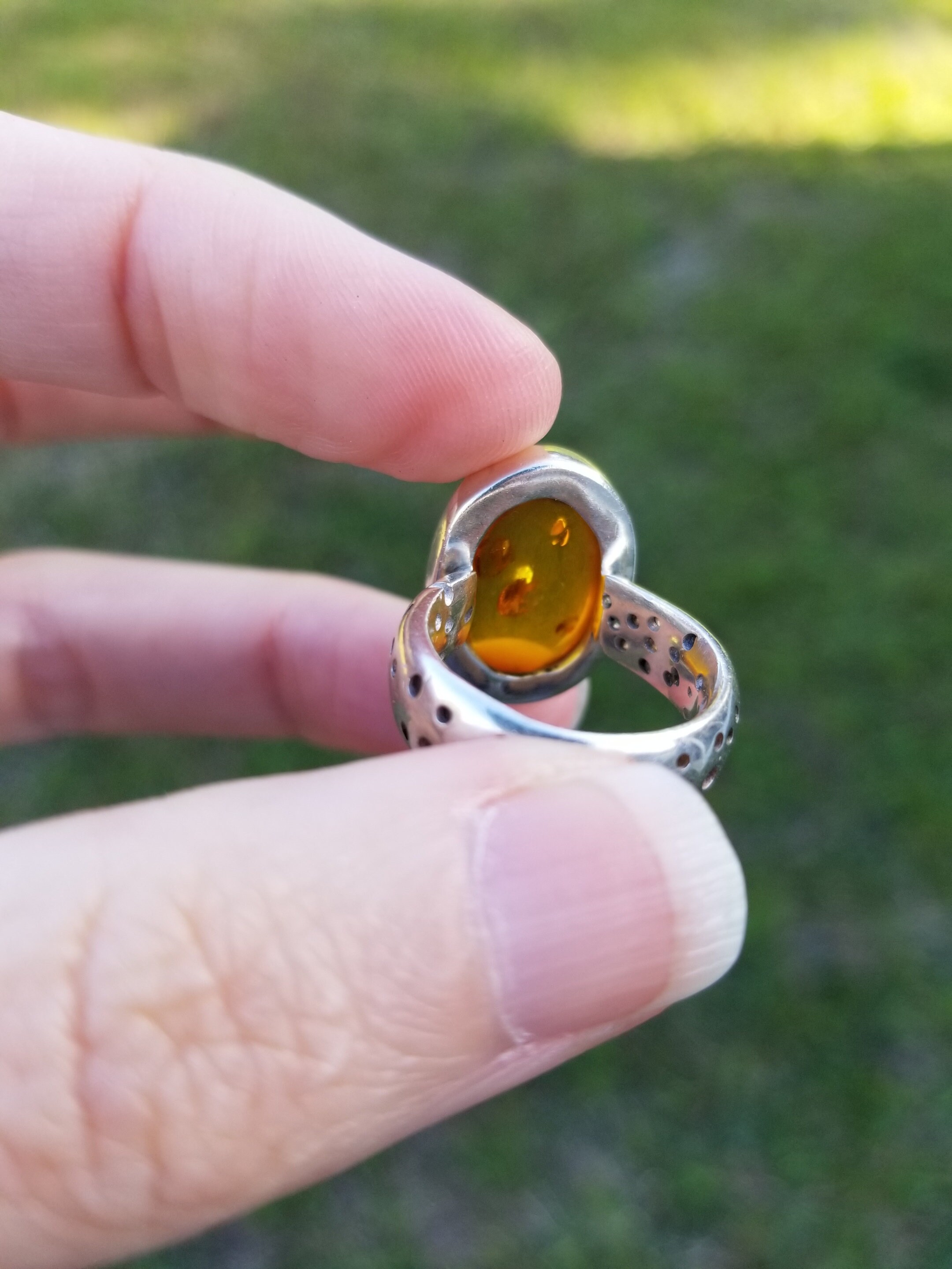 Amber Silver Ring Size 5 1/4 Sterling 925 Cabochon Etsy