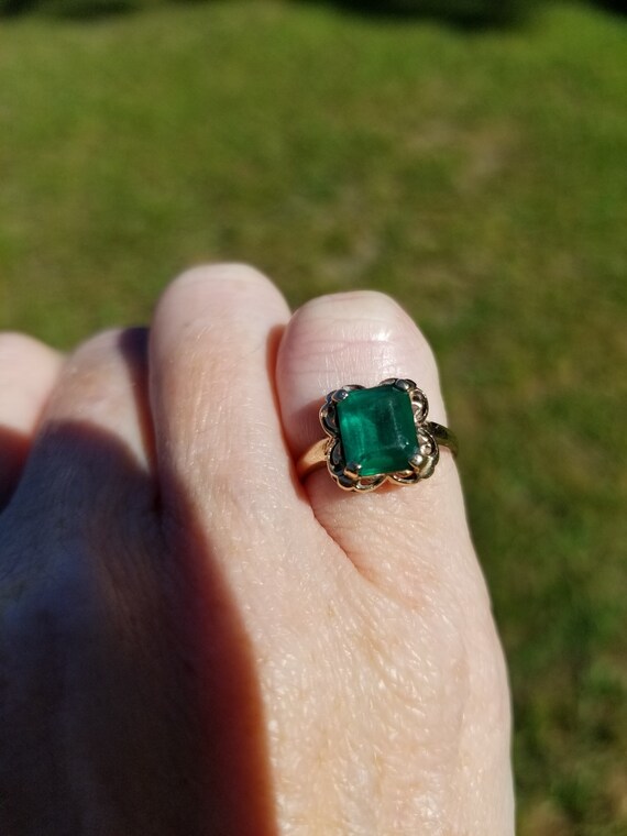 10k Gold Ring Green (May Birthstone) Pinky Ring /… - image 6