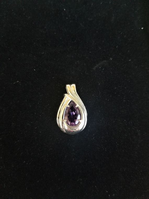 Sterling Pendant purple tear drop stone