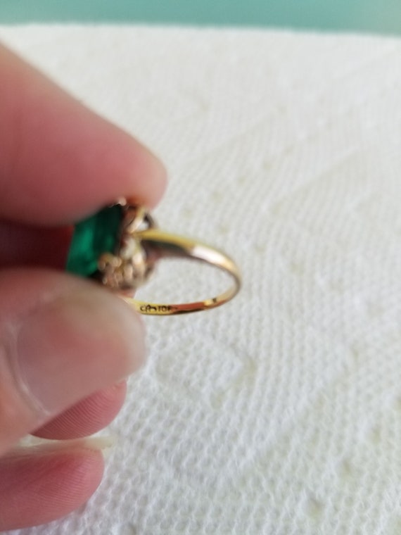10k Gold Ring Green (May Birthstone) Pinky Ring /… - image 8