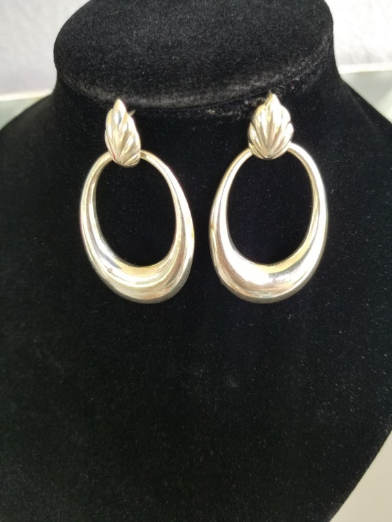 Pair Sterling Hoop Earrings Shell
