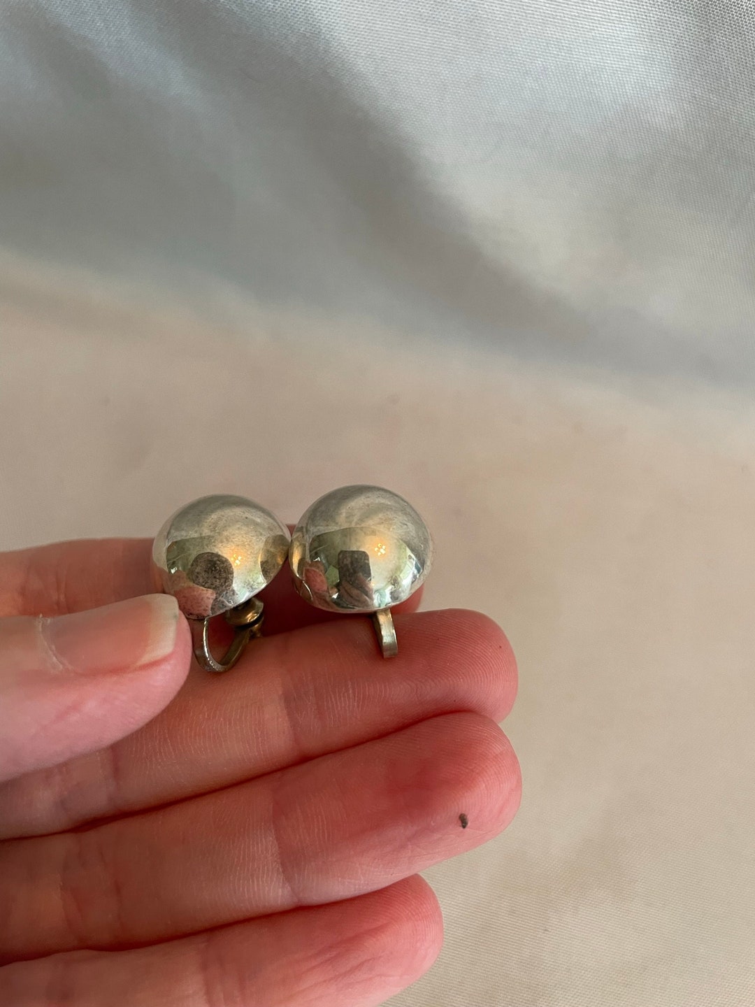 Sterling Silver Pair Ball Screw Back Earrings Etsy