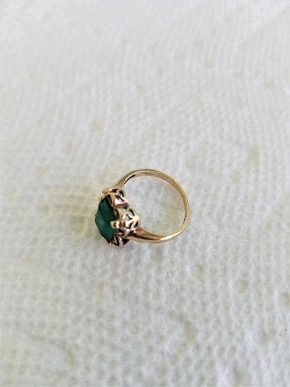 10k Gold Ring Green (May Birthstone) Pinky Ring /… - image 9
