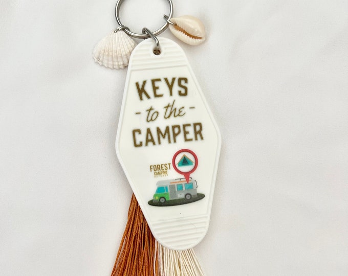 Key to the camper retro inspired key chain tassel bag charm