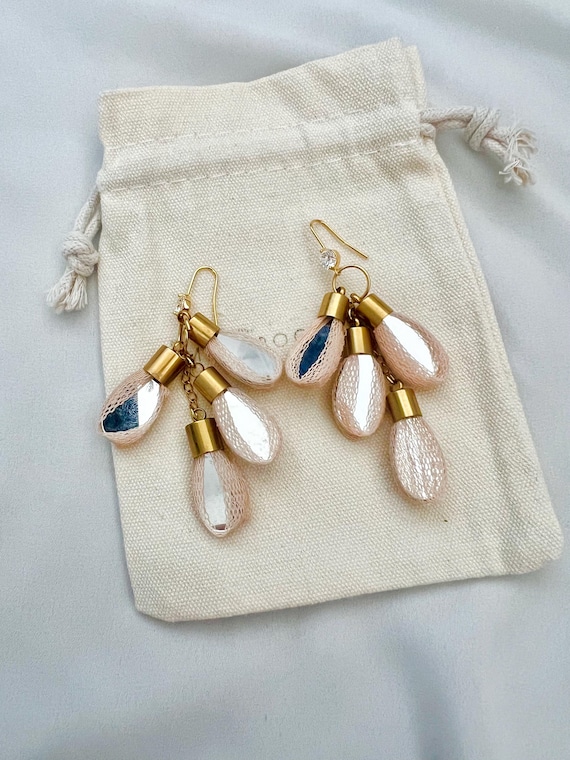 Mirror work tassel zircon dangle drop earrings- Ballet slipper