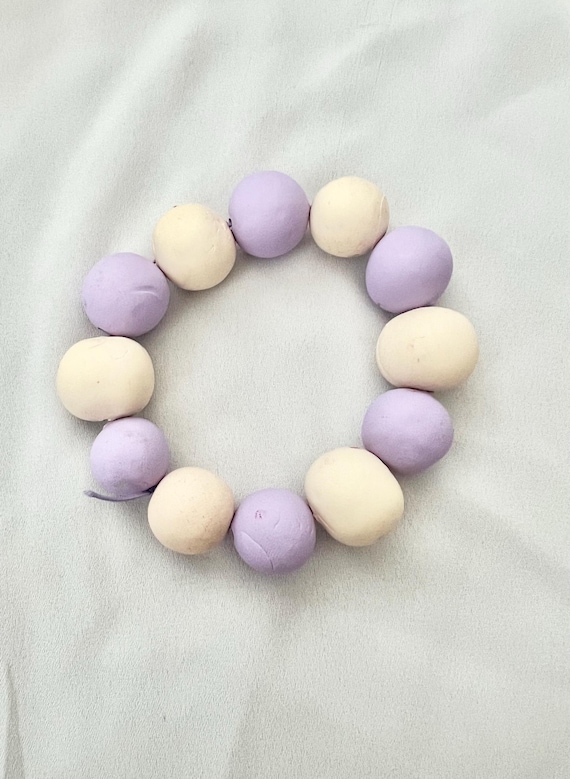 Lilac butter yellow large handmade bead bracelet