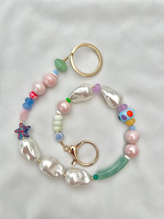 One of a kind pastel bead bag hang charm n 1