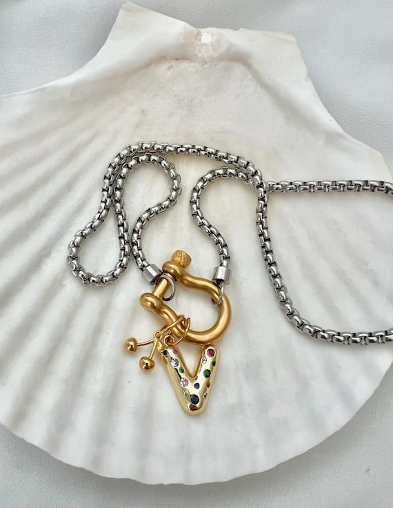 Custom bubble Cubic Zirconia letter cherry gold silver chain necklace