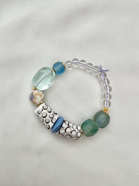 Castaway glass crystal bead bracelet