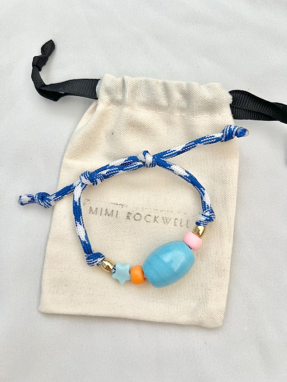Blue Paracord vintage glass bead fun bead charm bracelet