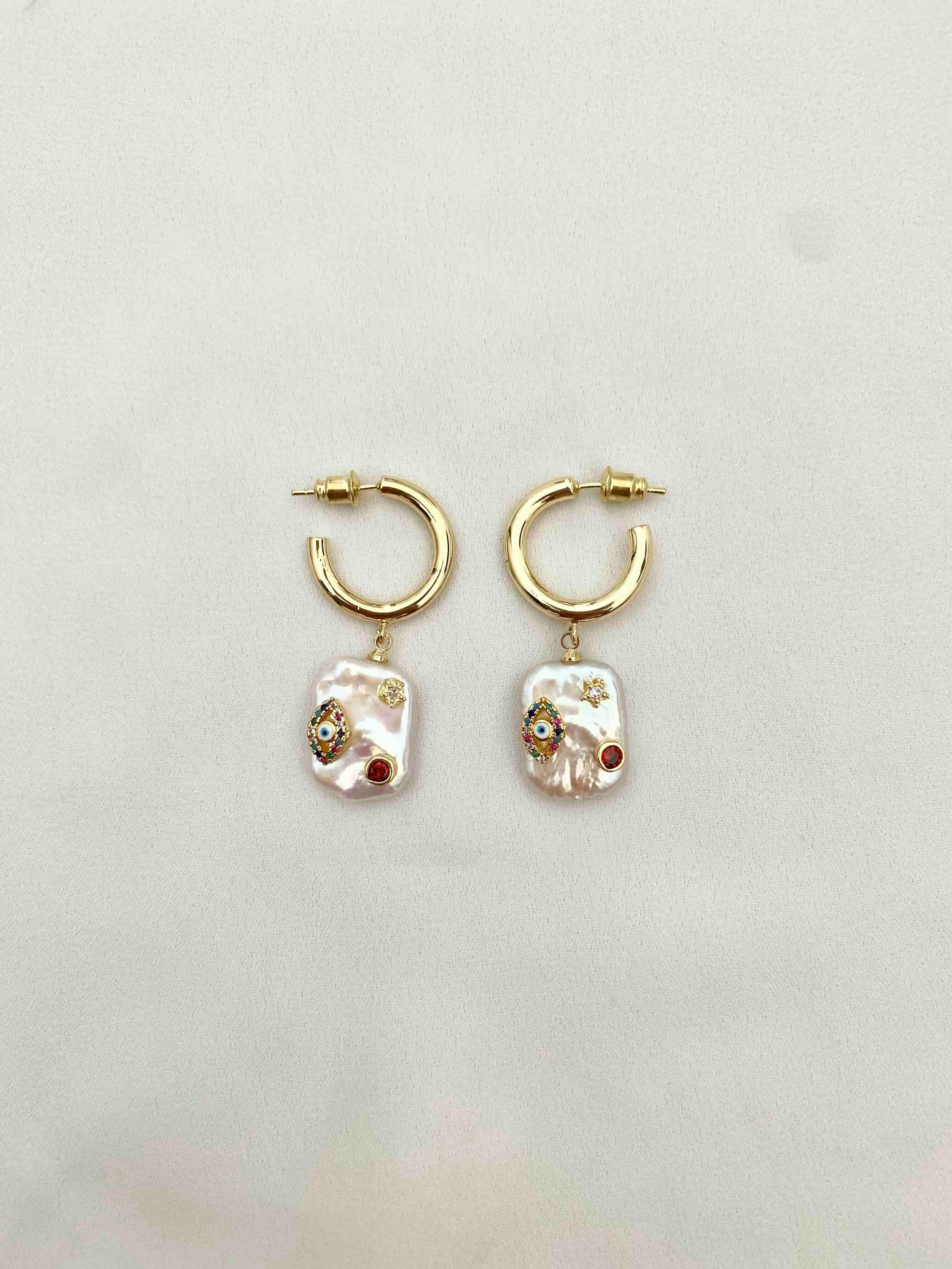Pearl and gold hoops Clearance