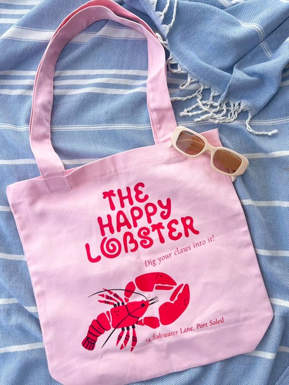 The happy lobster heavy weight 100% cotton canvas tote bag
