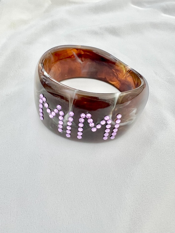 Personalised chunky chocolate brown acrylic bangle