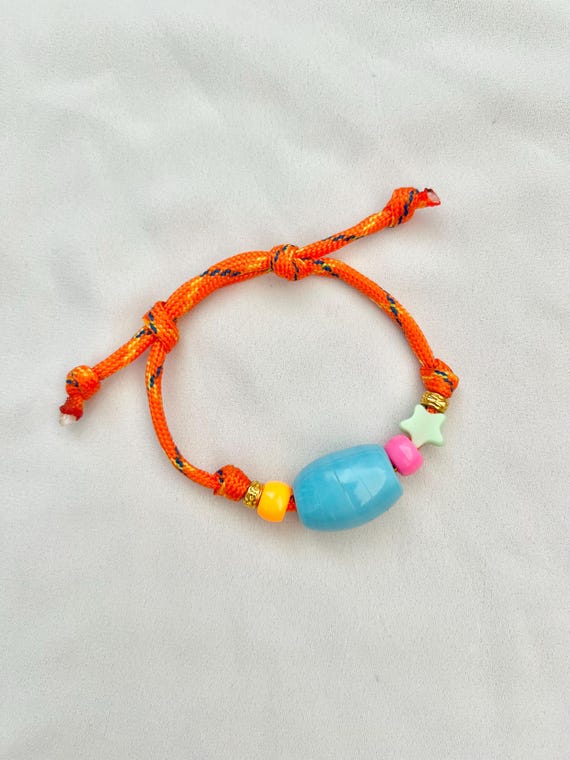 Orange Paracord vintage glass bead fun bead charm bracelet