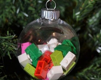 Lime, Green, Red, White and Dark Pink Ball Christmas Ornament