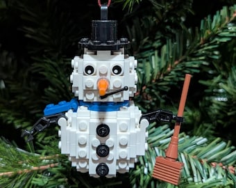 3D Snowman Christmas Ornament with Instructions - Build Your Own with LEGO bricks!