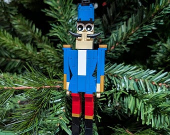 Blue Nutcracker Christmas Ornament with Instructions - Build Your Own with LEGO bricks!