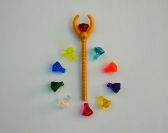 LEGO Princess or Pharaoh Staff and 10 Jewels Crystals Jems Diamonds