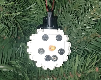 Snowman Head Christmas Ornament with Instructions - Build Your Own with LEGO bricks!