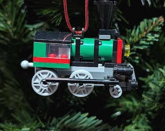 Green Train Christmas Ornament with Instructions - Build Your Own with LEGO bricks!