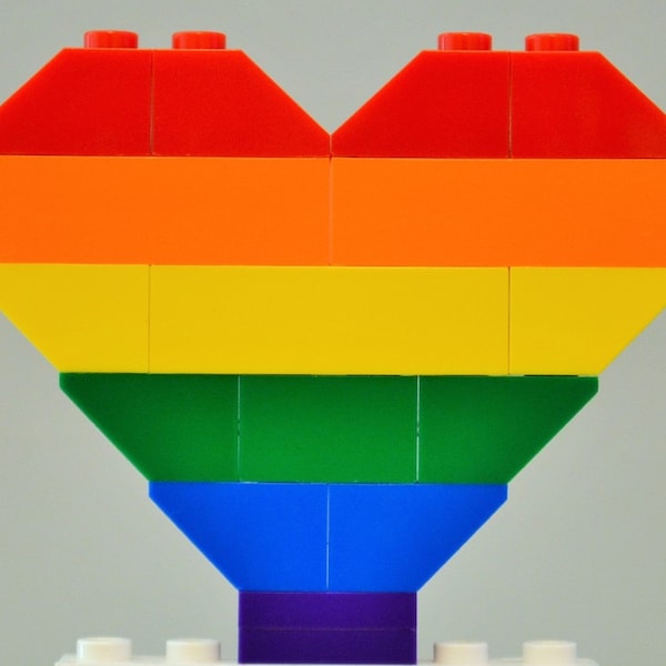 Rainbow Heart with Instructions - Build Your Own with LEGO® Bricks