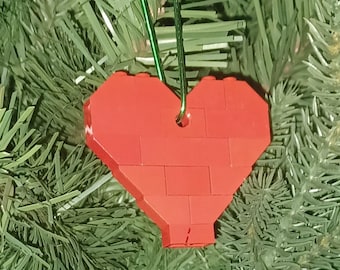 Red Heart Christmas Ornament with Instructions - Build Your Own with LEGO® Bricks!