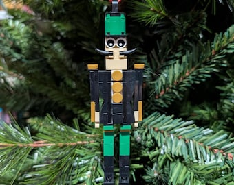Green Nutcracker Christmas Ornament with Instructions - Build Your Own with LEGO bricks!