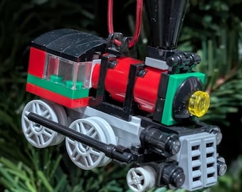 Red Train Christmas Ornament with Instructions - Build Your Own with LEGO bricks!