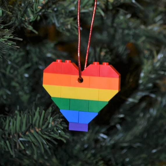 Rainbow Heart Christmas Ornament With Instructions Build Your Own With LEGO®  Bricks 