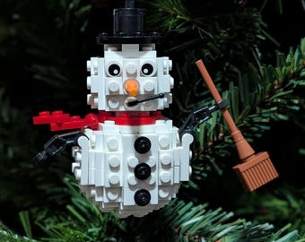 3D Snowman Christmas Ornament with Instructions - Build Your Own with LEGO bricks!