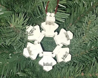 Snowflake Christmas Ornament with Instructions - Build Your Own with LEGO bricks!